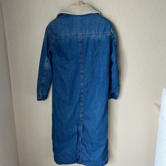Zara denim Sherpa lined trench coat - Picture 7 of 10